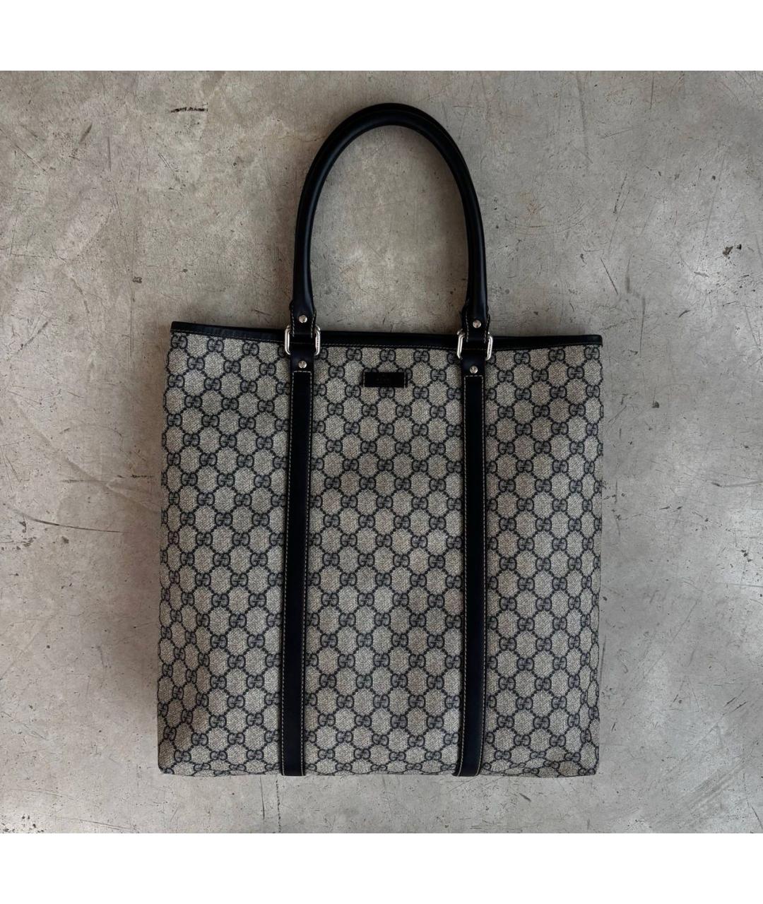 GUCCI Антрацитовая кожаная сумка тоут, фото 9