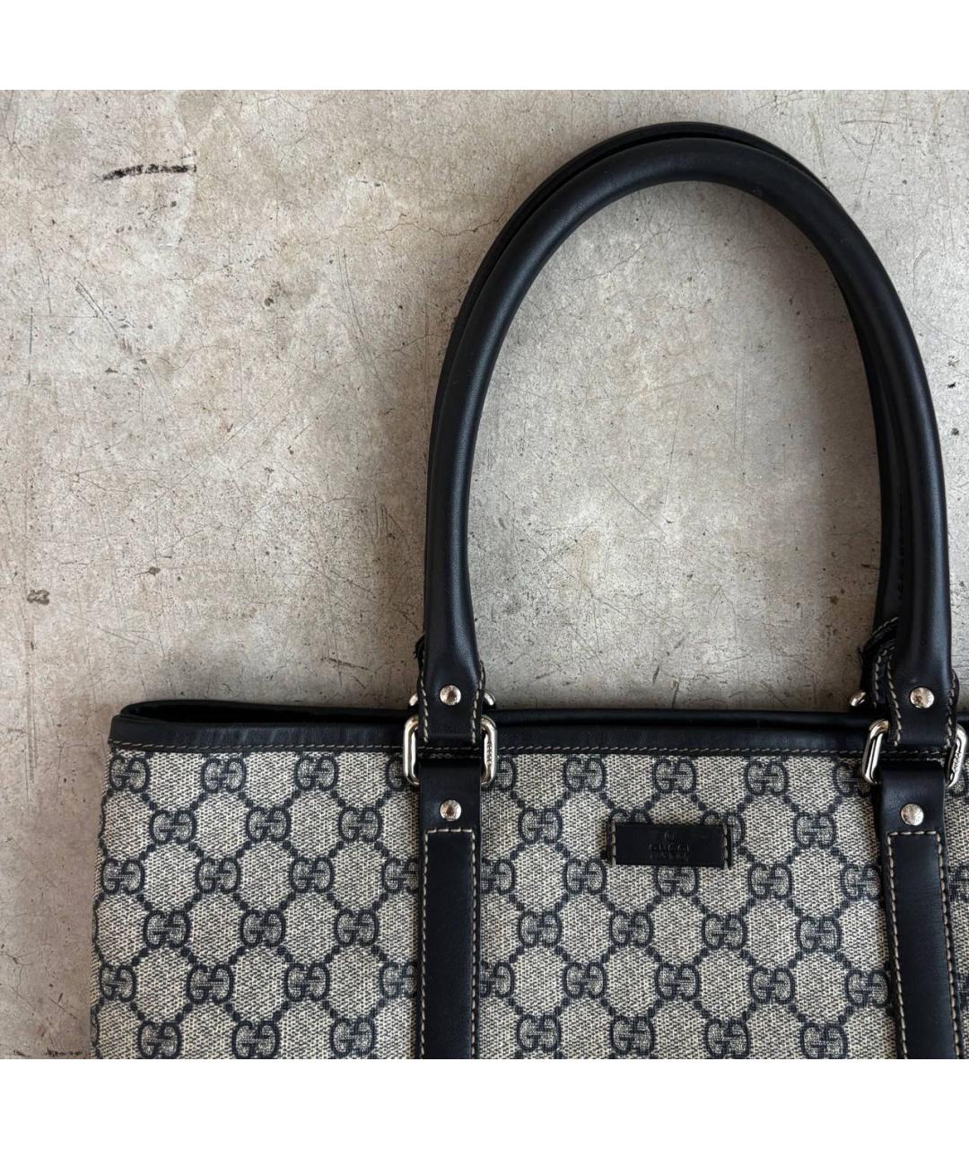 GUCCI Антрацитовая кожаная сумка тоут, фото 3