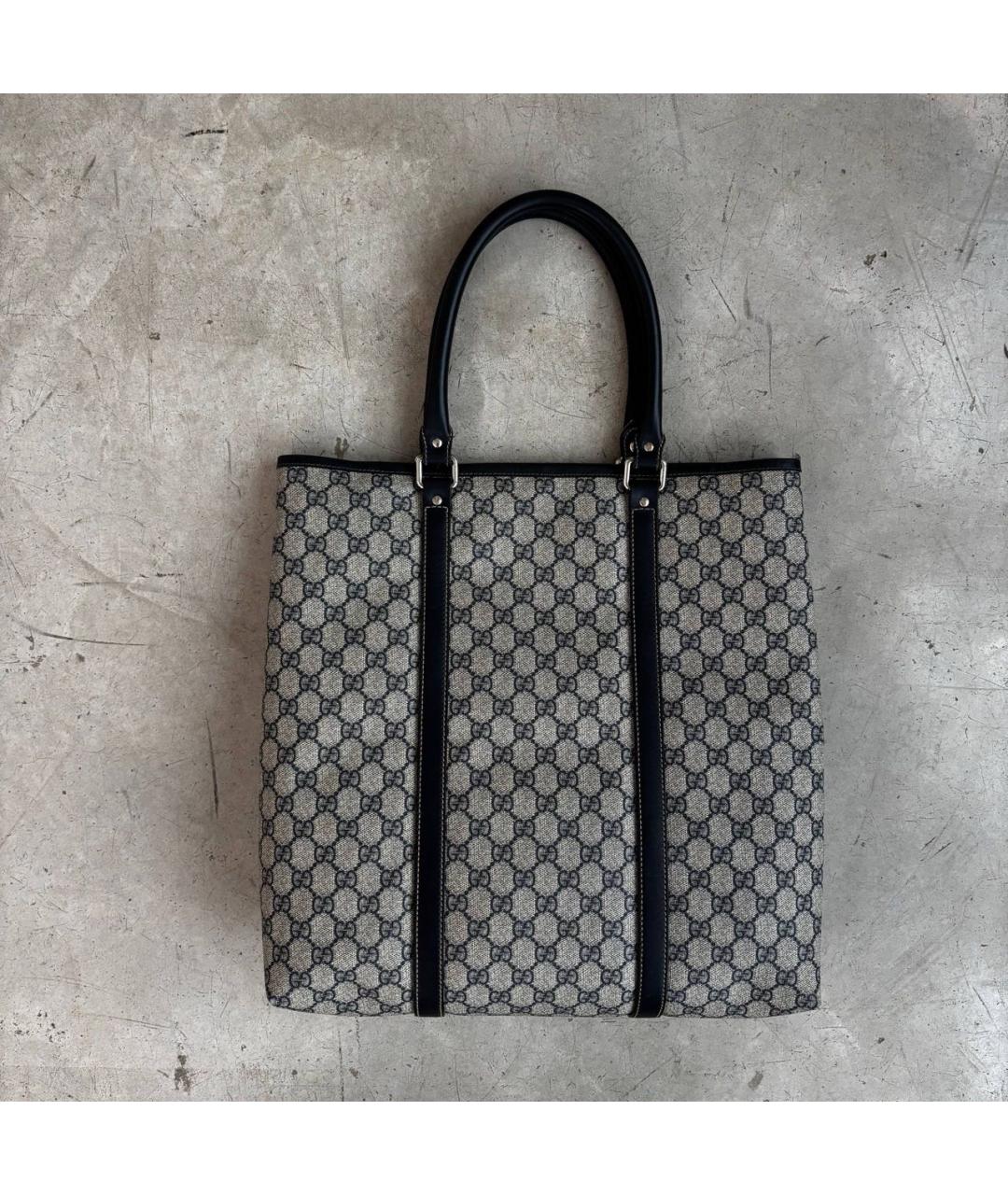 GUCCI Антрацитовая кожаная сумка тоут, фото 5