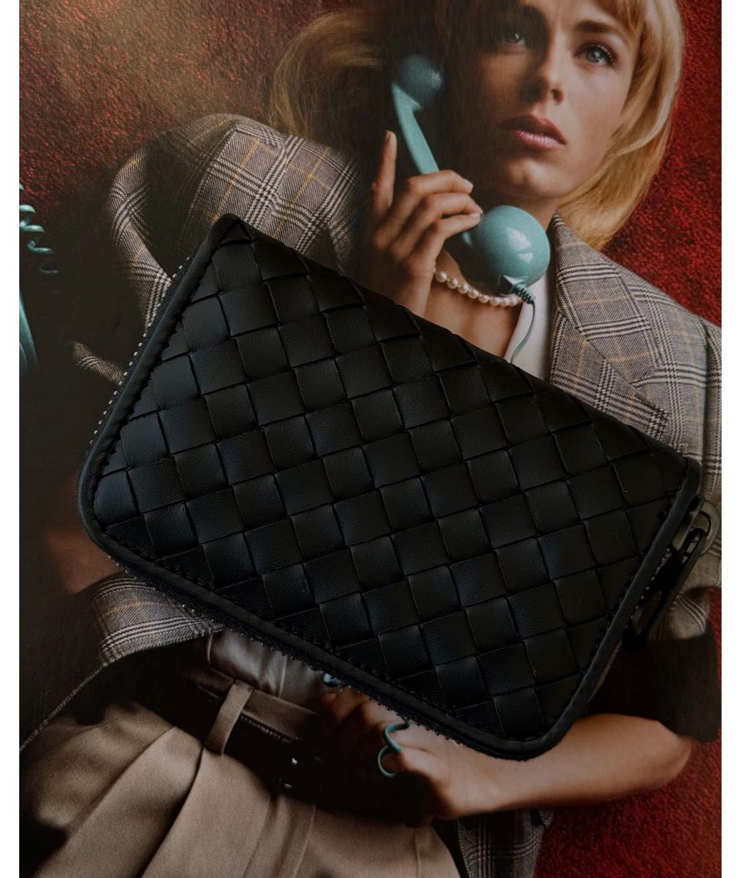 BOTTEGA VENETA Черный кожаный кошелек, фото 3