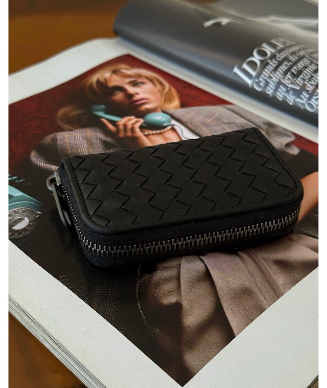 BOTTEGA VENETA Черный кожаный кошелек, фото 2