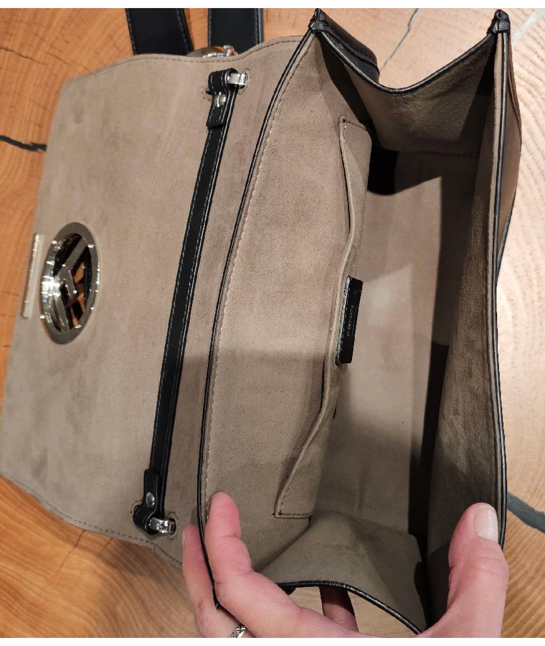 FENDI Черная кожаная сумка через плечо, фото 7