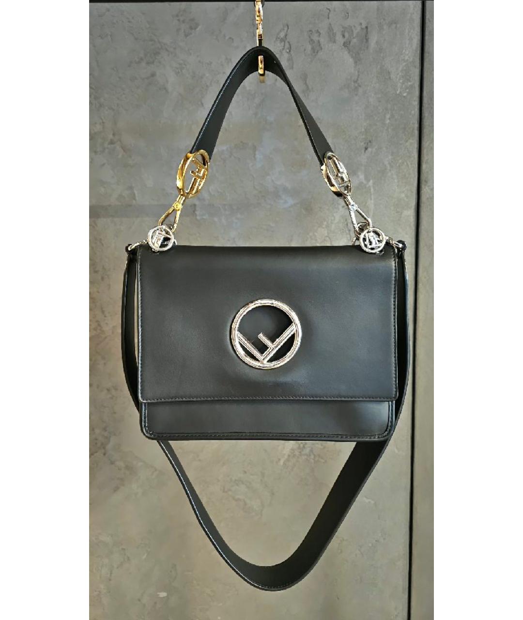 FENDI Черная кожаная сумка через плечо, фото 9