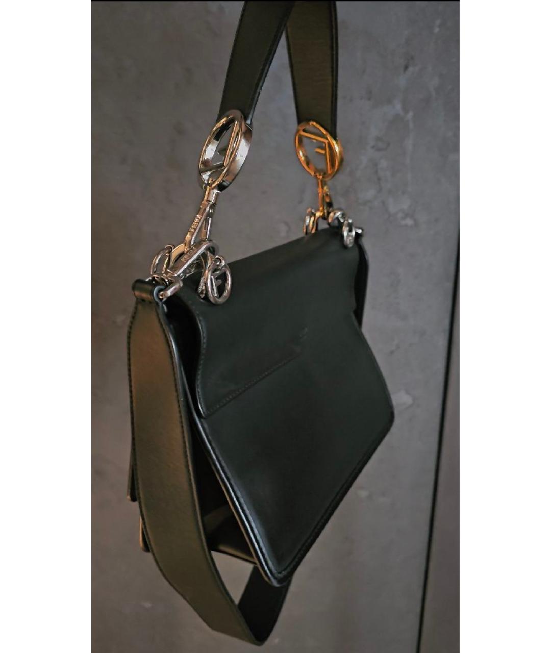 FENDI Черная кожаная сумка через плечо, фото 4