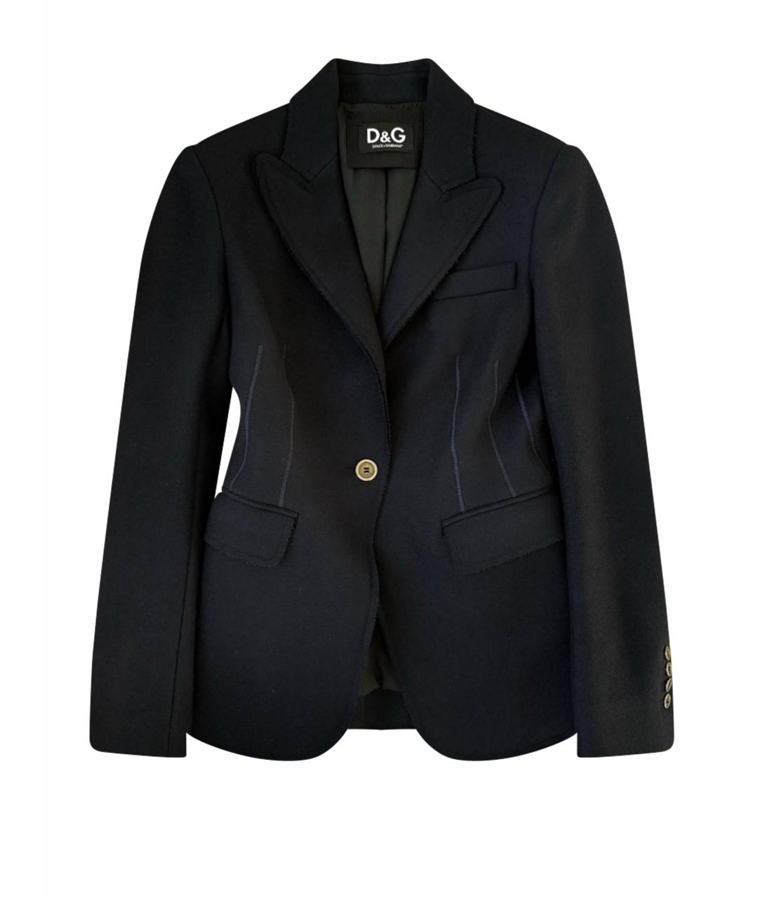 DOLCE&GABBANA Темно-синий шерстяной жакет/пиджак, фото 1