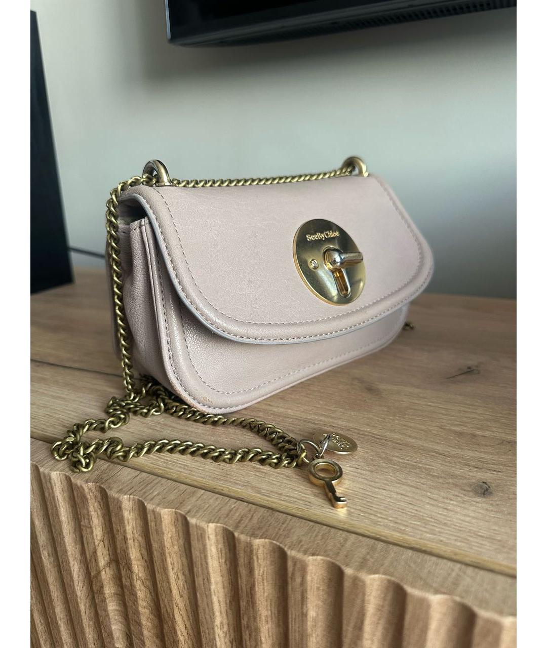 SEE BY CHLOE Бежевая кожаная сумка через плечо, фото 2