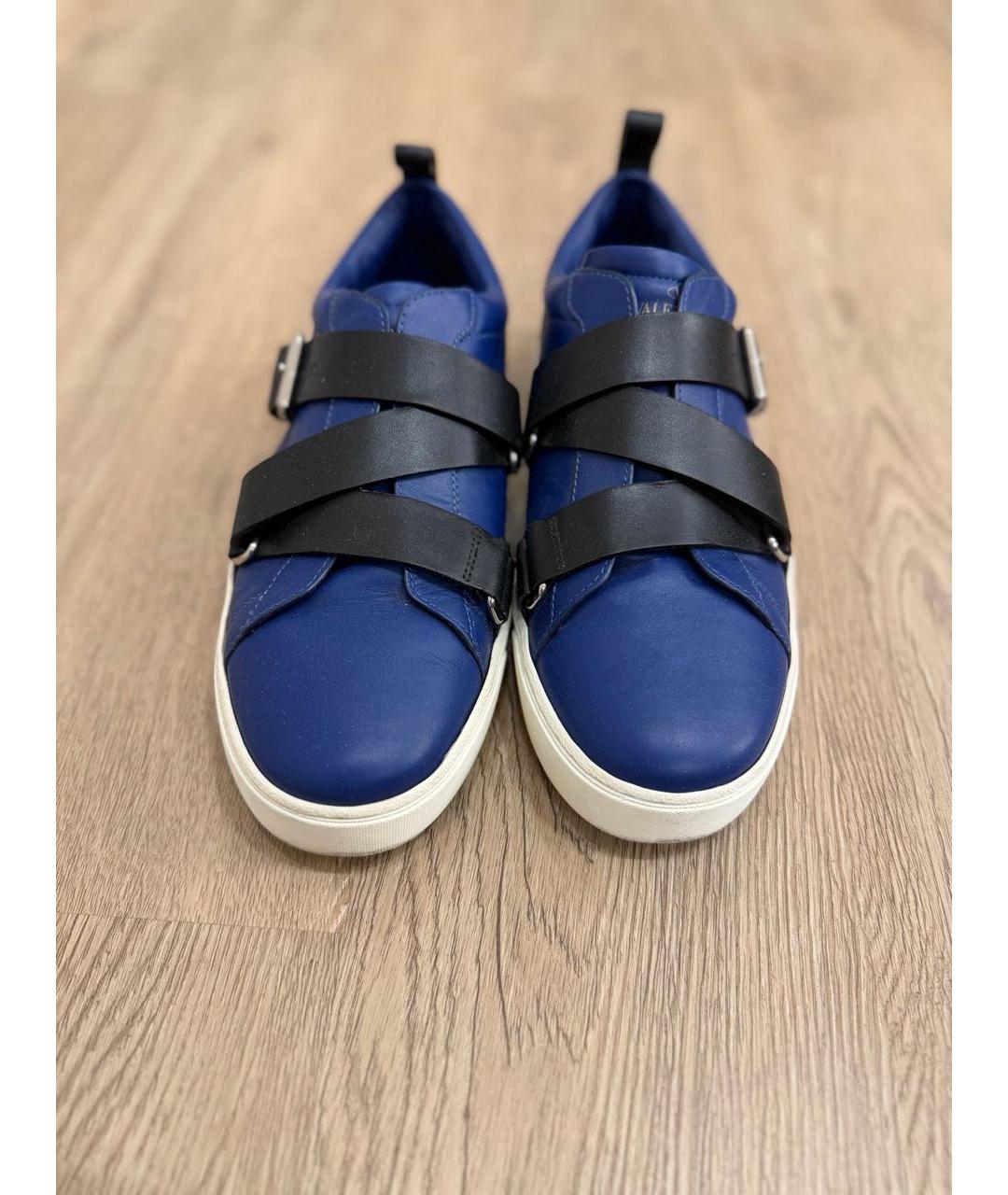 VALENTINO Синие кожаные низкие кроссовки / кеды, фото 2