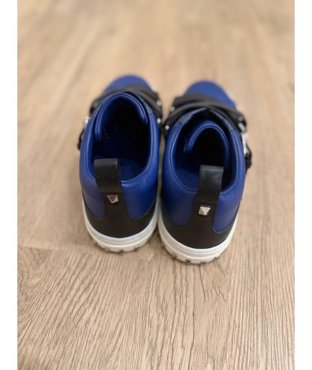 VALENTINO Синие кожаные низкие кроссовки / кеды, фото 4