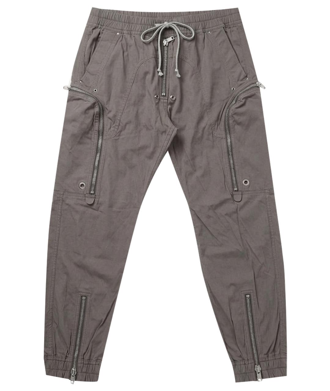 RICK OWENS Серые хлопковые повседневные брюки, фото 1