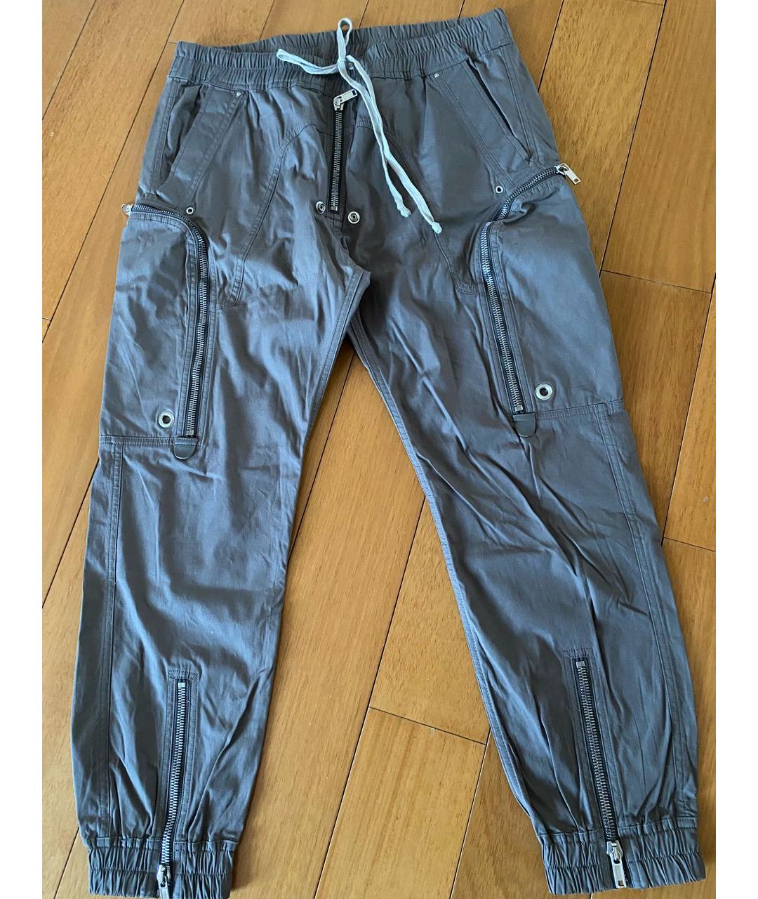 RICK OWENS Серые хлопковые повседневные брюки, фото 8