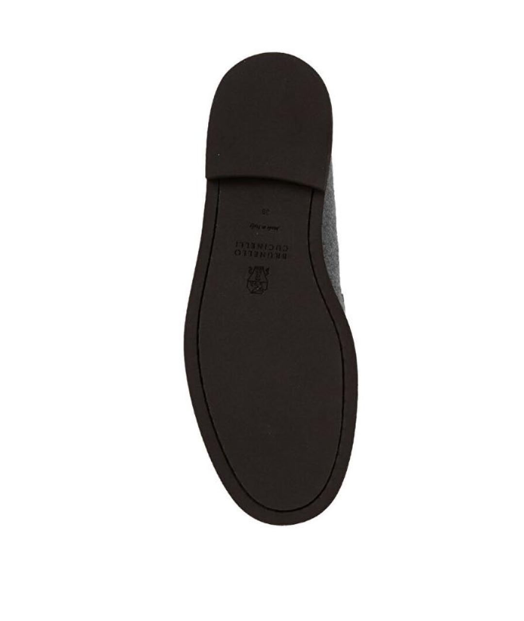 BRUNELLO CUCINELLI Серые текстильные лоферы, фото 5