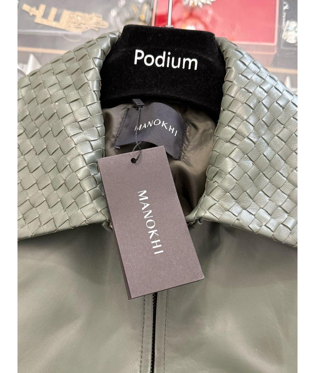MANOKHI Хаки кожаная куртка, фото 3