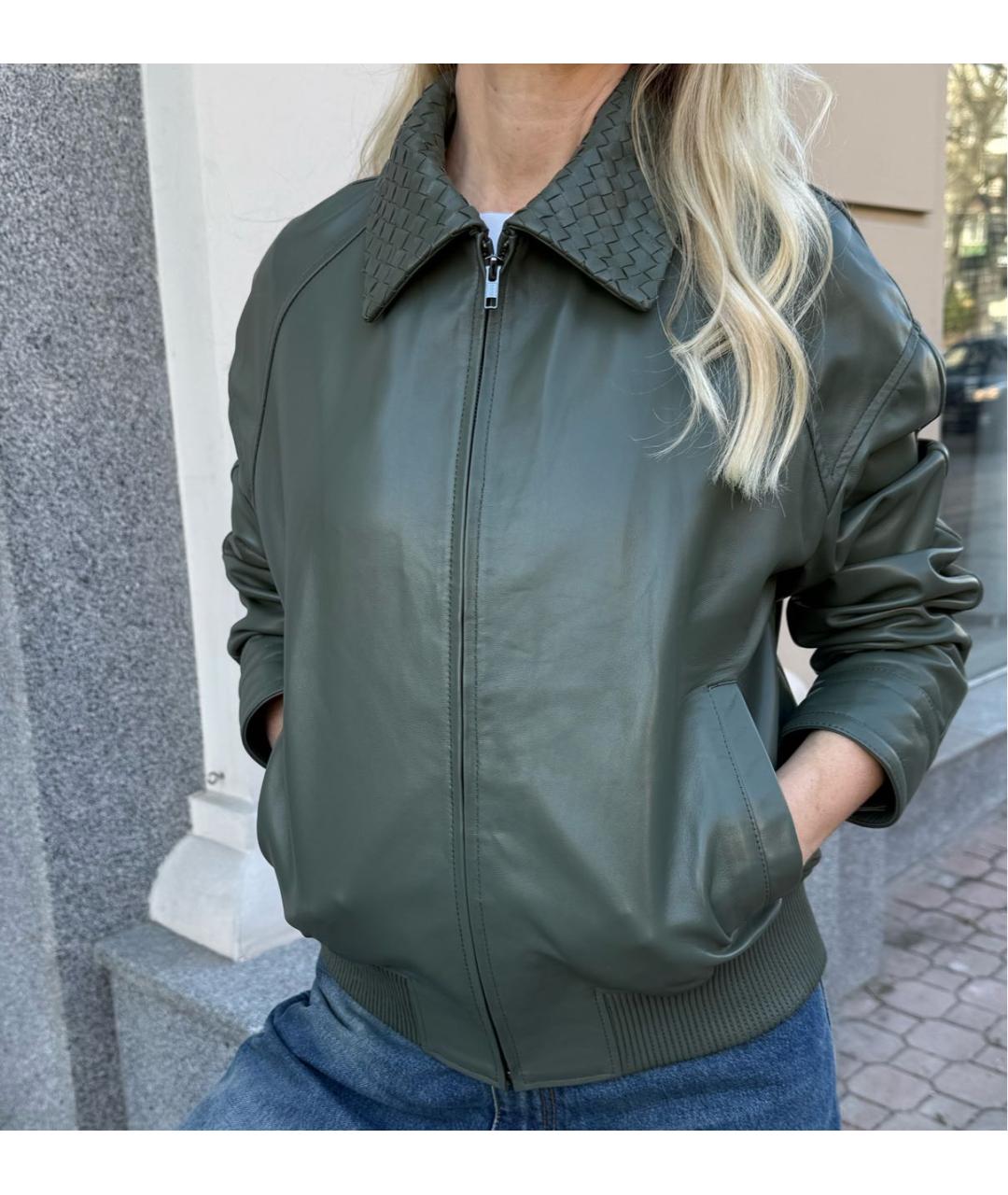 MANOKHI Хаки кожаная куртка, фото 5