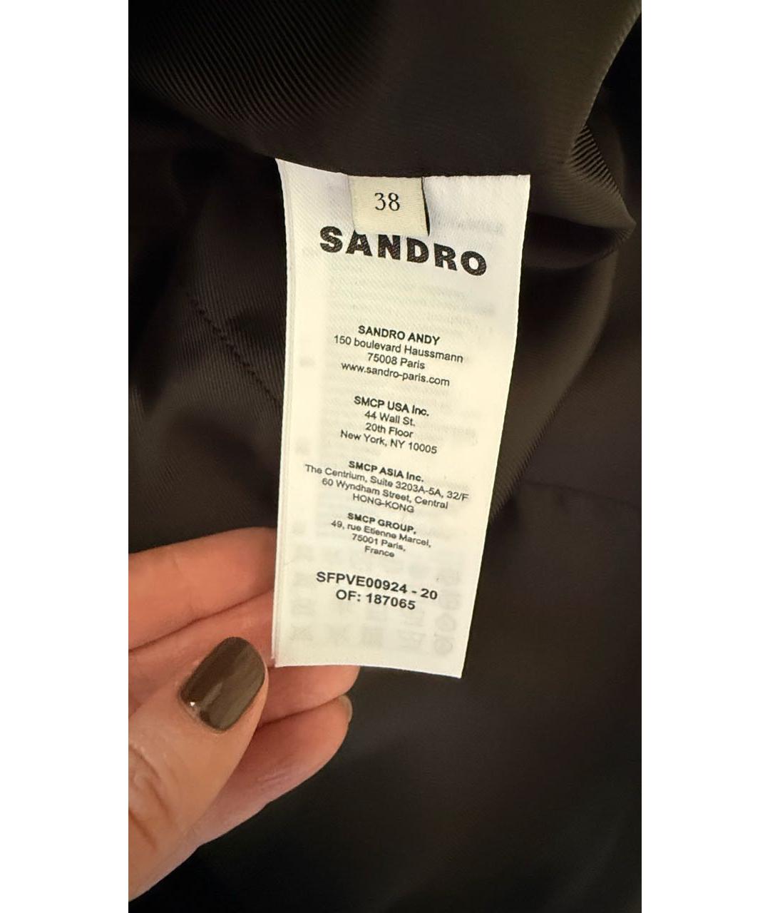 SANDRO Черный бархатный жакет/пиджак, фото 6