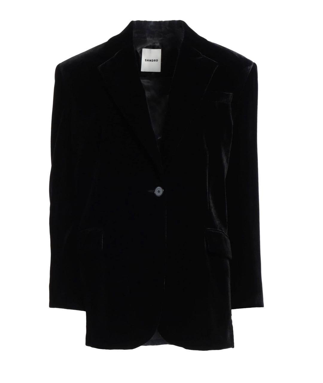 SANDRO Черный бархатный жакет/пиджак, фото 1