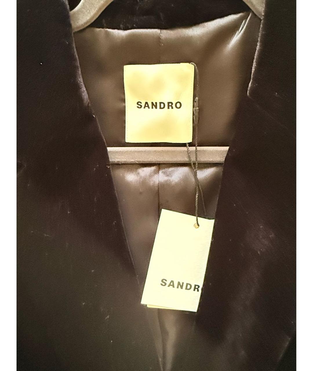 SANDRO Черный бархатный жакет/пиджак, фото 3