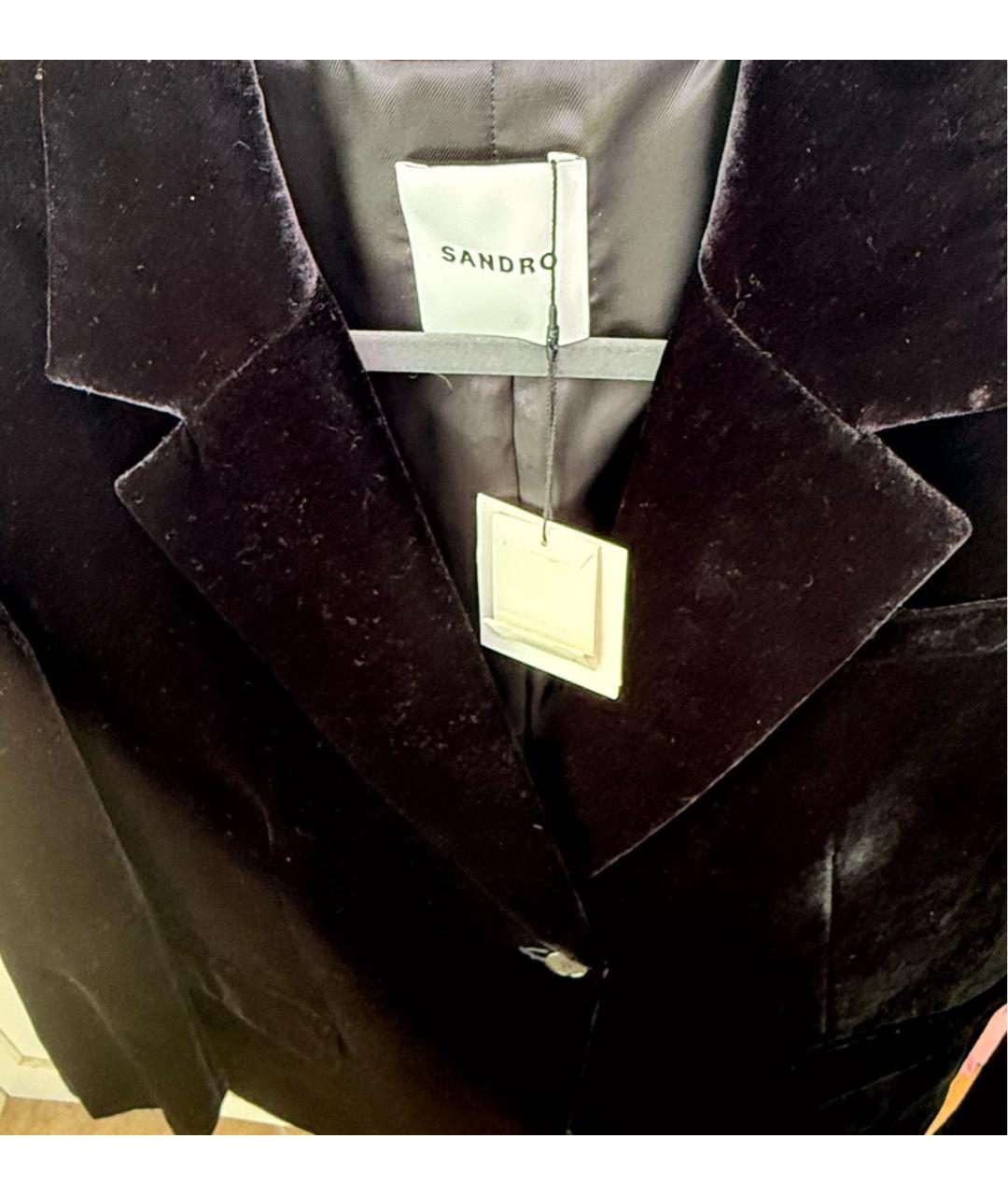 SANDRO Черный бархатный жакет/пиджак, фото 4