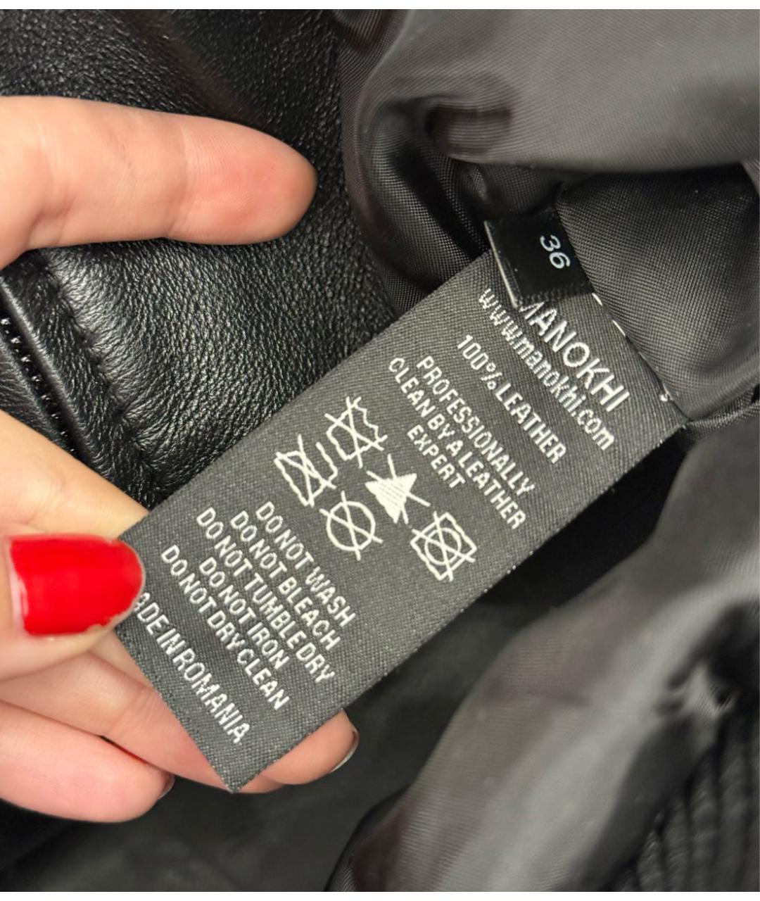 MANOKHI Черная кожаная куртка, фото 4