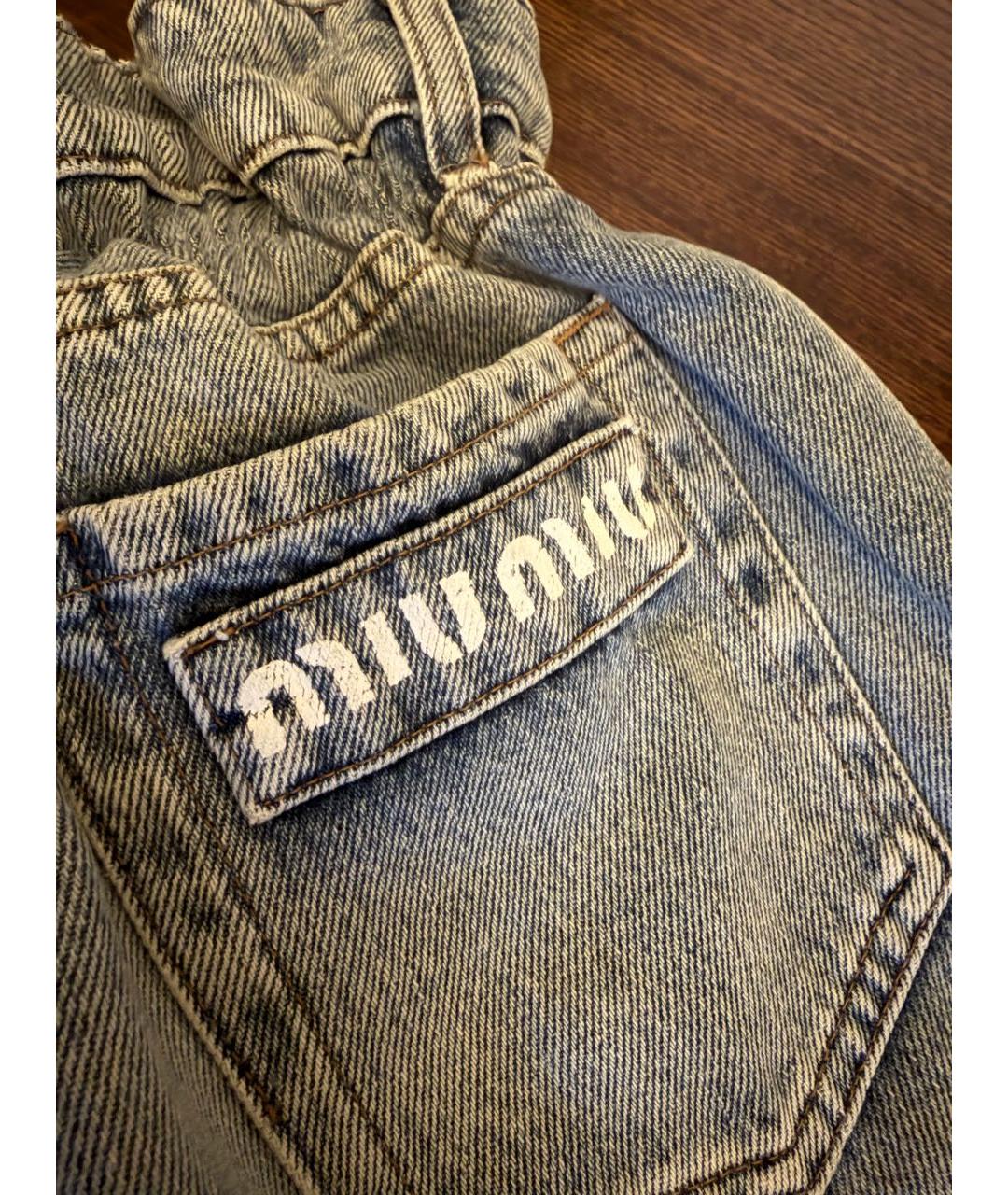 MIU MIU Голубые хлопковые джинсы клеш, фото 5