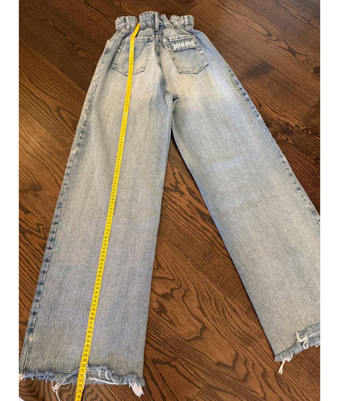 MIU MIU Голубые хлопковые джинсы клеш, фото 8