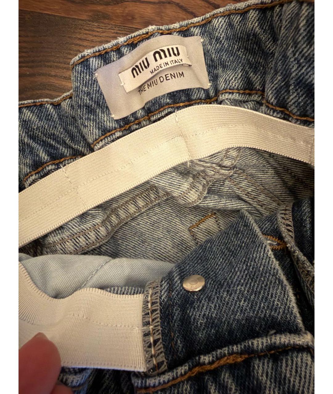 MIU MIU Голубые хлопковые джинсы клеш, фото 2