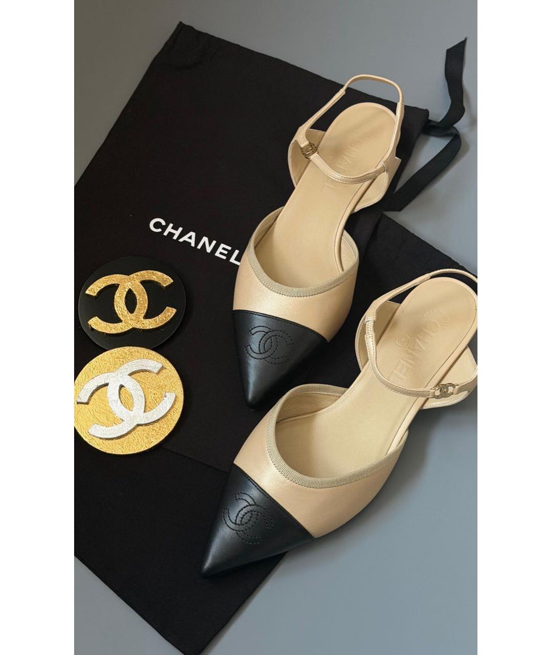 CHANEL Бежевые кожаные туфли, фото 2