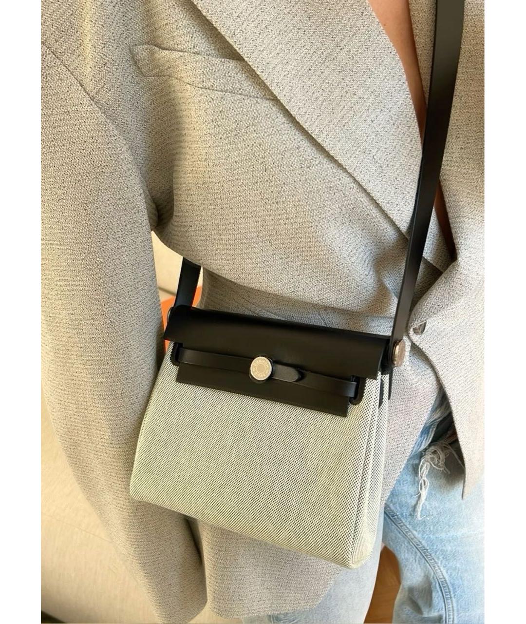 HERMES Коричневая тканевая сумка через плечо, фото 5