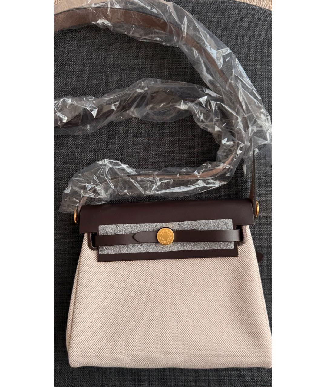 HERMES Коричневая тканевая сумка через плечо, фото 8