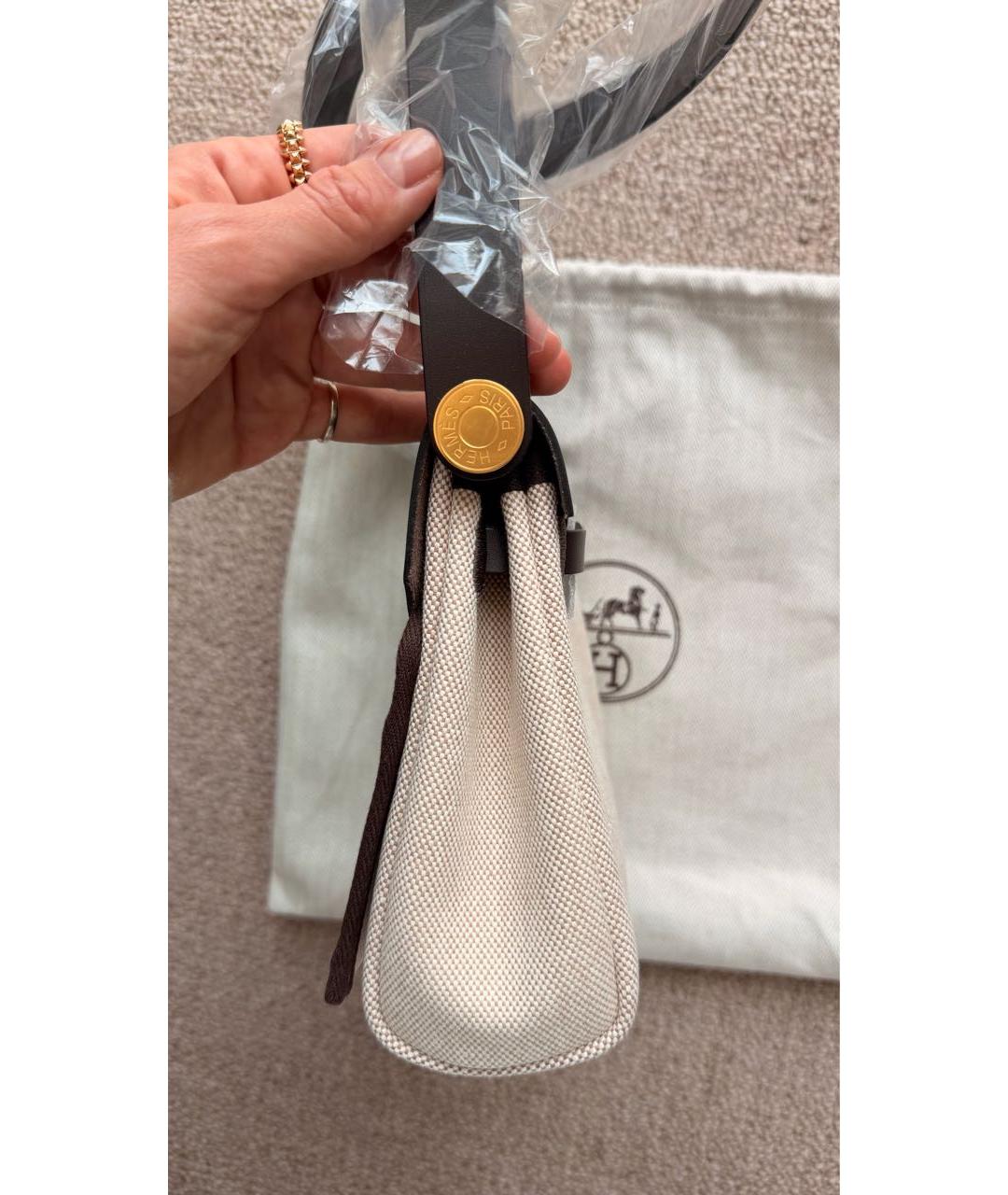 HERMES Коричневая тканевая сумка через плечо, фото 6