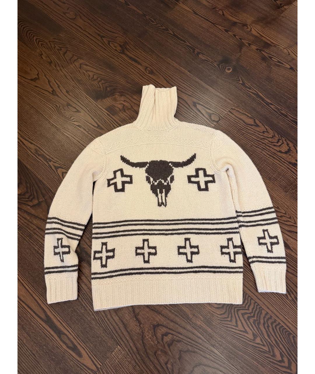 RALPH LAUREN PURPLE LABEL Бежевый кашемировый джемпер / свитер, фото 6