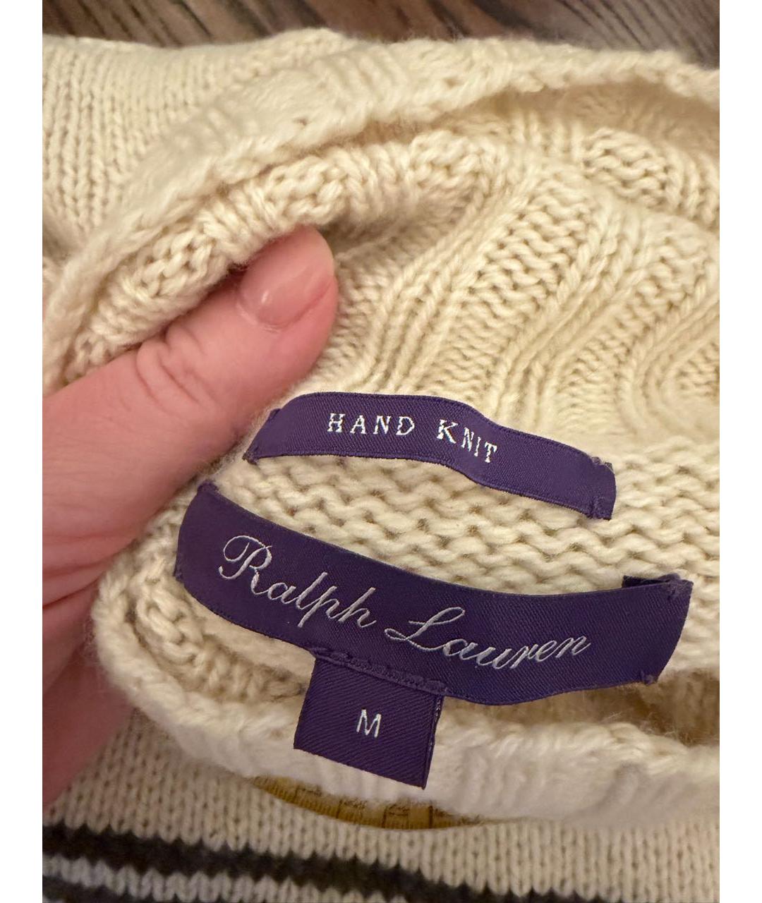 RALPH LAUREN PURPLE LABEL Бежевый кашемировый джемпер / свитер, фото 2