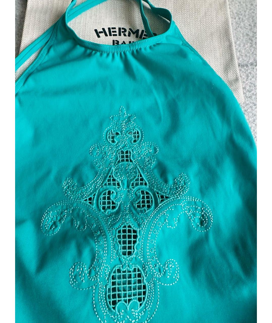 HERMES Бирюзовый полиамидовый купальник, фото 6