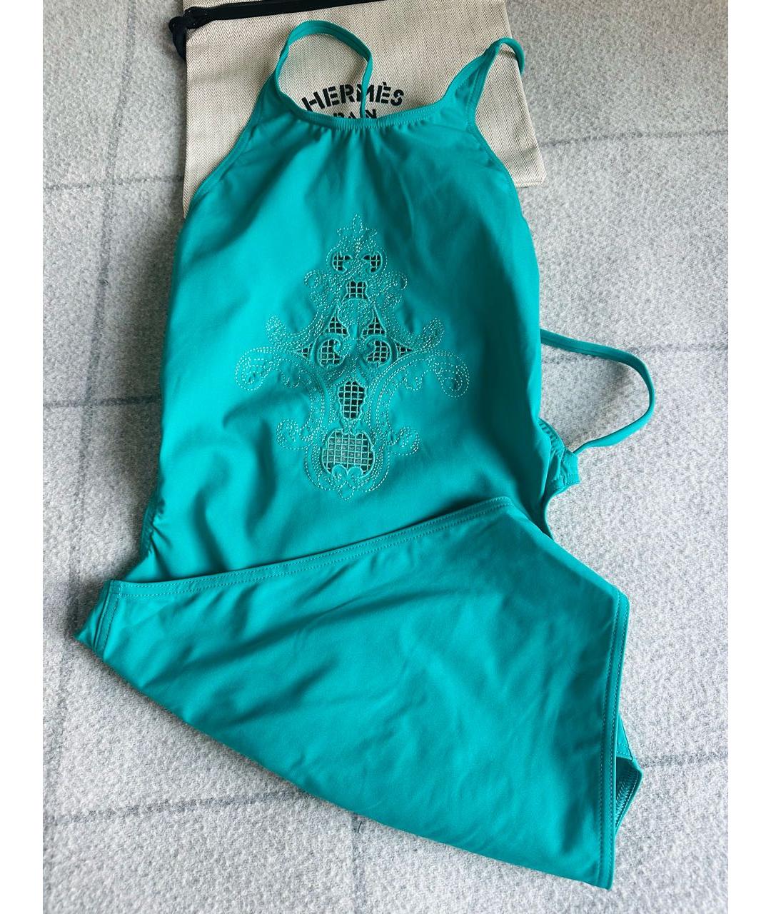 HERMES Бирюзовый полиамидовый купальник, фото 4