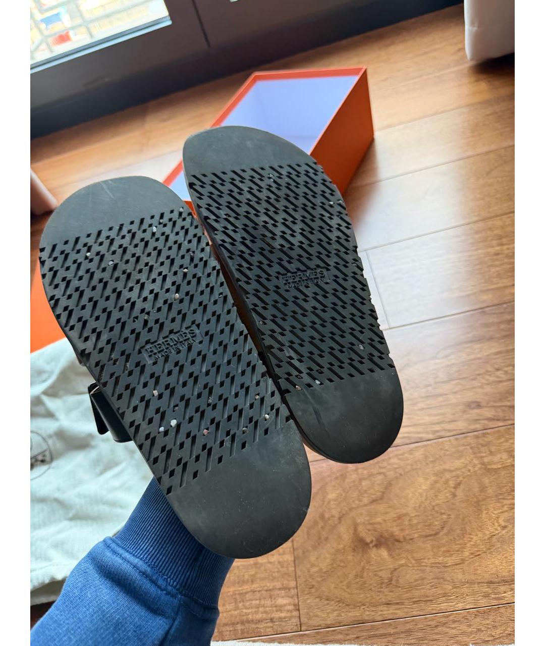 HERMES Коричневые кожаные сандалии, фото 4