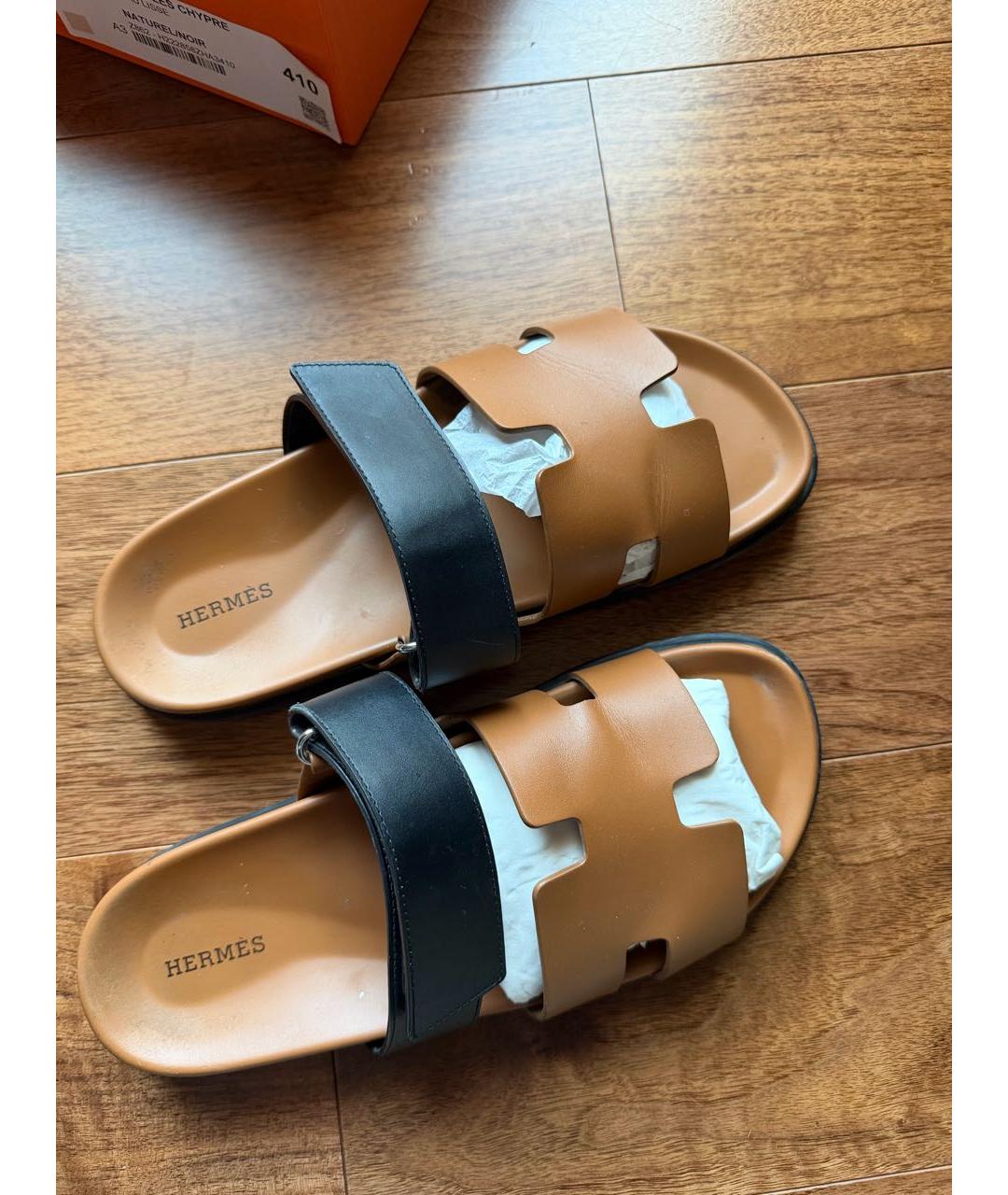HERMES Коричневые кожаные сандалии, фото 2