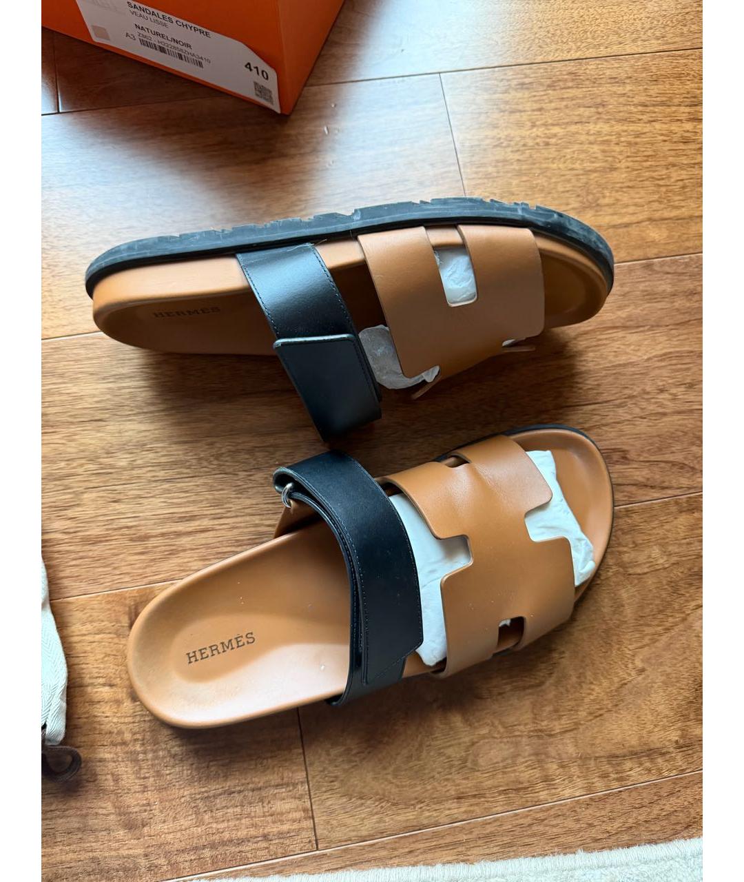 HERMES Коричневые кожаные сандалии, фото 7