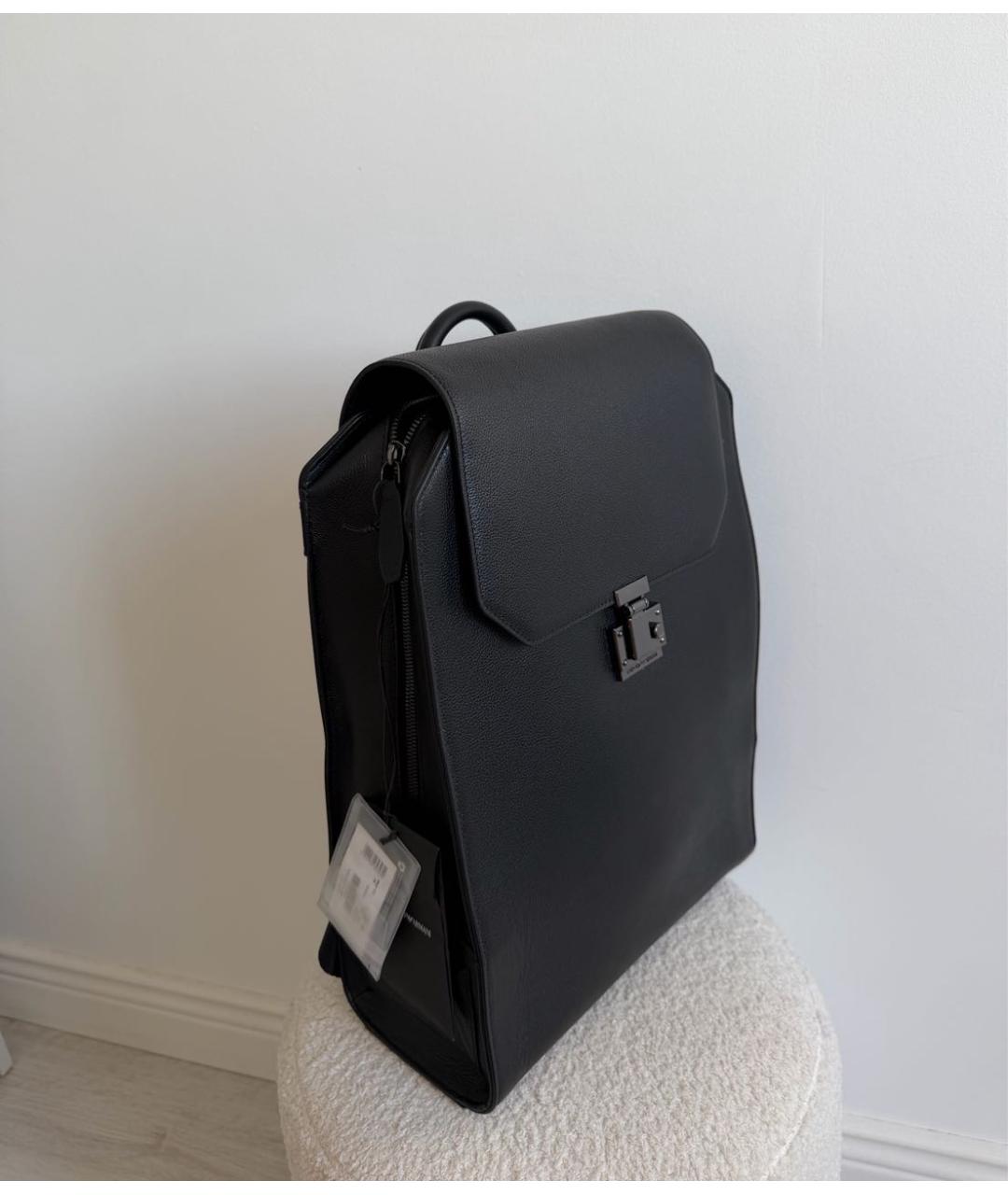 EMPORIO ARMANI Черный кожаный портфель, фото 2