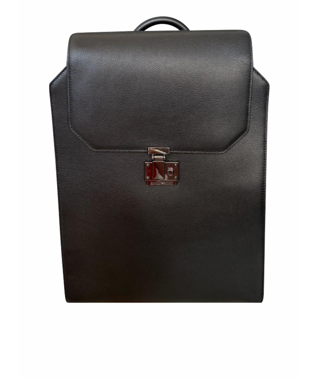 EMPORIO ARMANI Черный кожаный портфель, фото 1