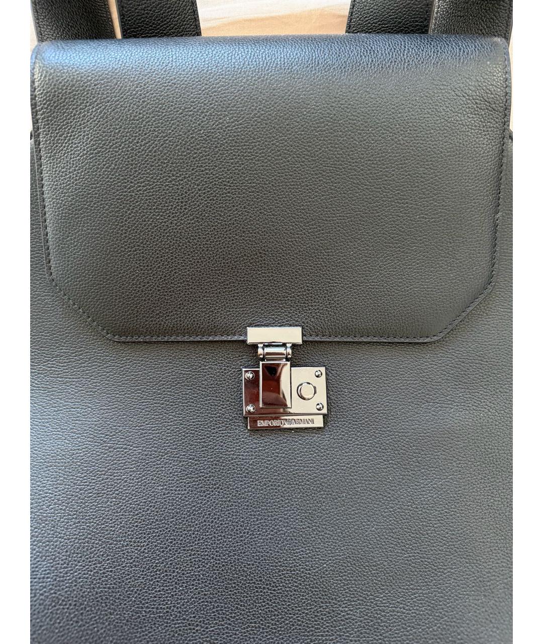EMPORIO ARMANI Черный кожаный портфель, фото 4