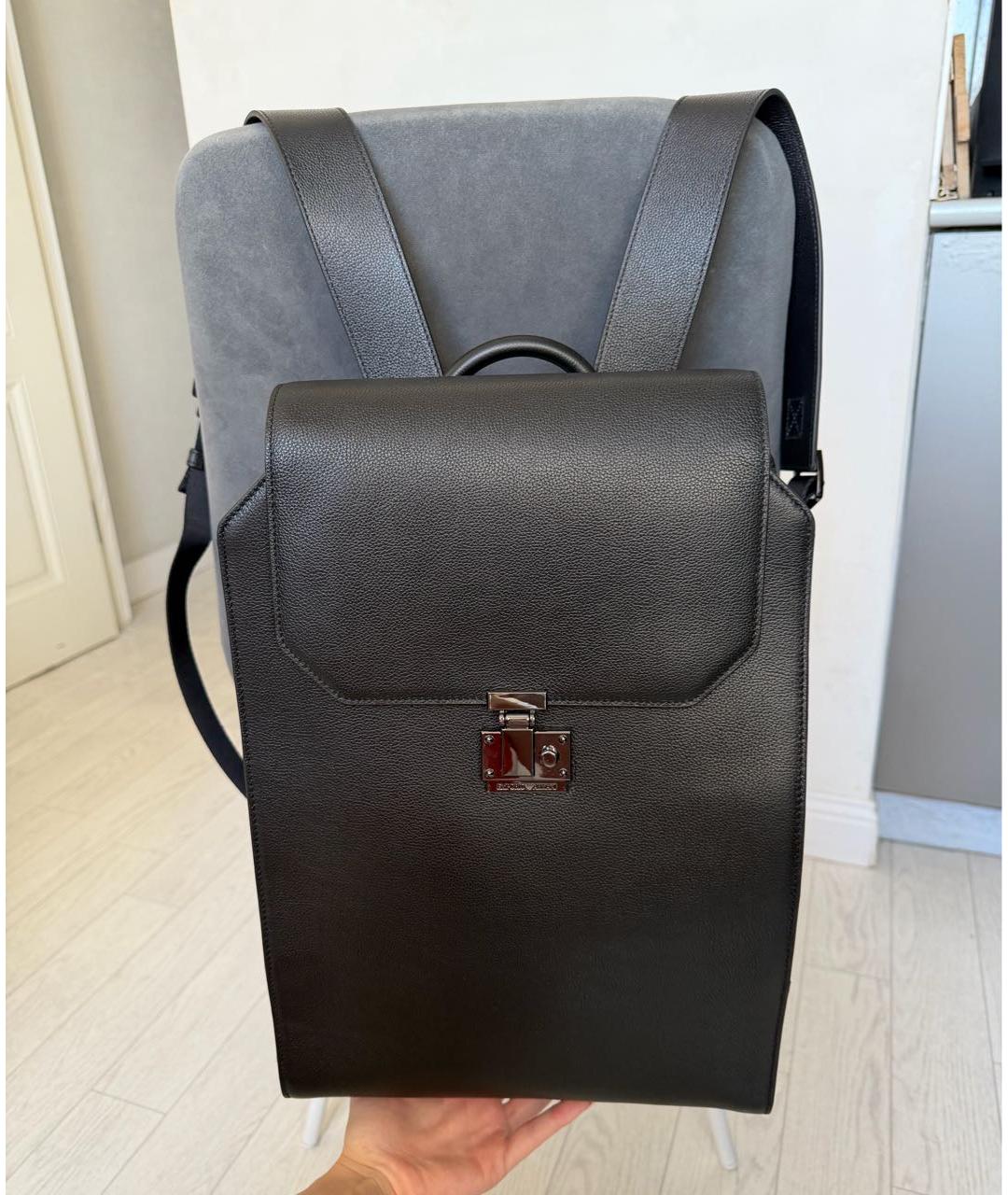 EMPORIO ARMANI Черный кожаный портфель, фото 9