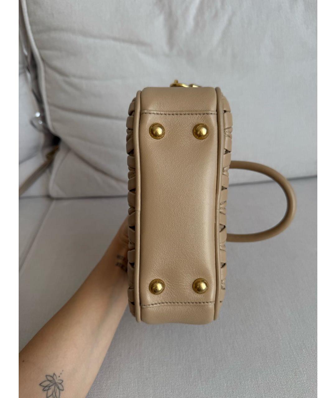 MIU MIU Бежевая кожаная сумка с короткими ручками, фото 8