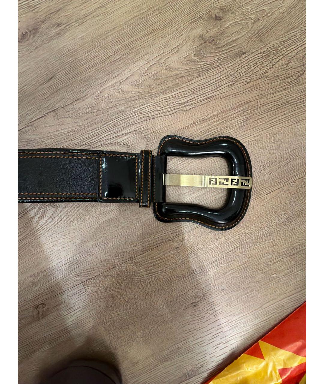 FENDI Черный кожаный ремень, фото 2