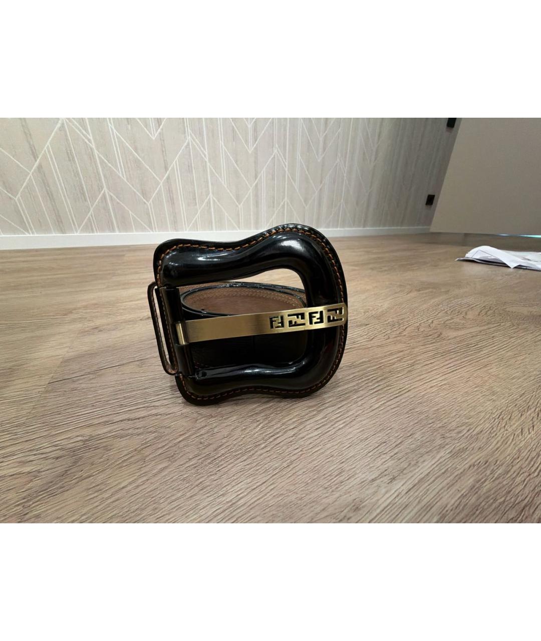 FENDI Черный кожаный ремень, фото 4