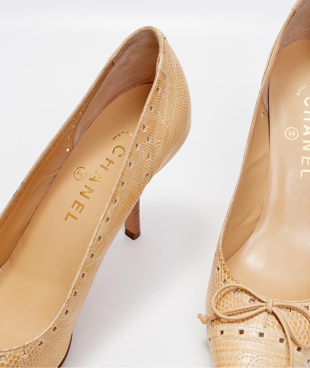 CHANEL Бежевые кожаные туфли, фото 5