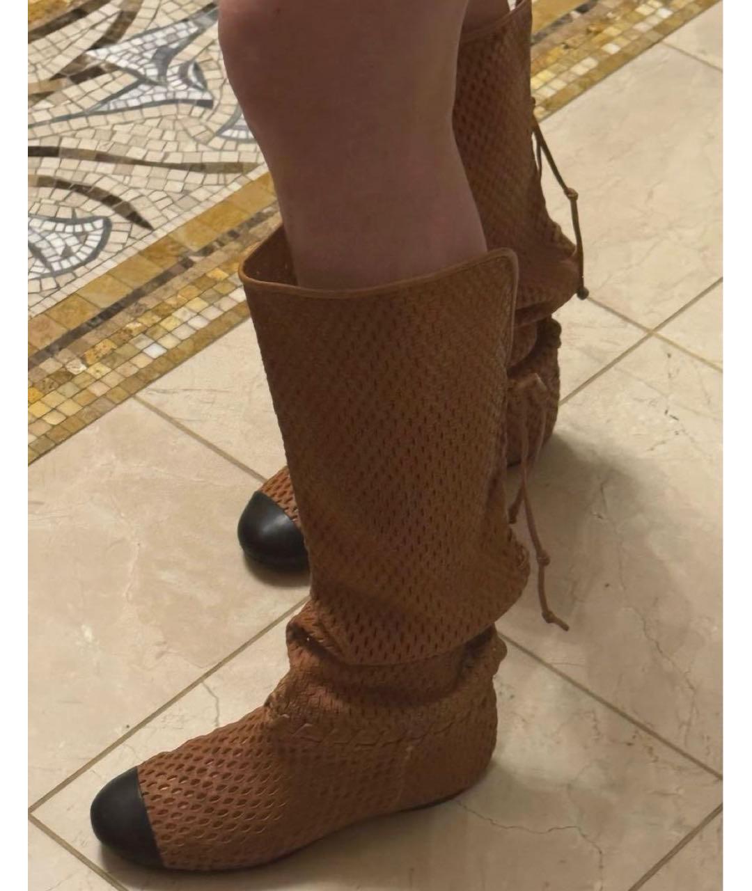 CHANEL Бежевые кожаные сапоги, фото 8