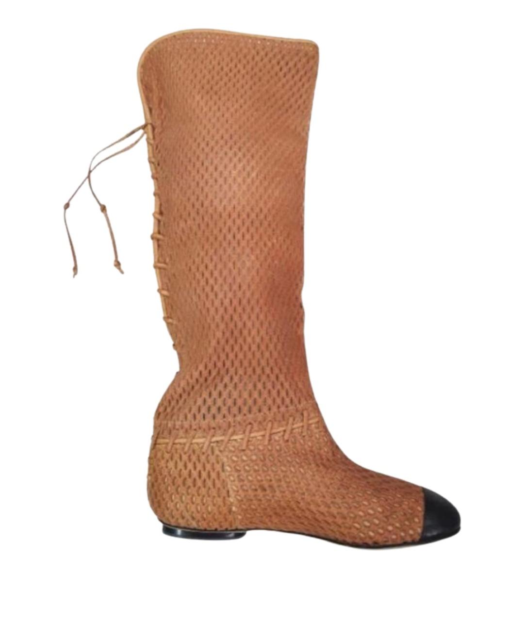 CHANEL Бежевые кожаные сапоги, фото 1