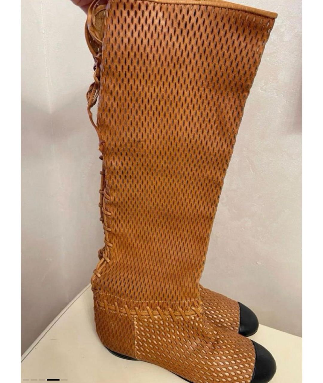 CHANEL Бежевые кожаные сапоги, фото 6