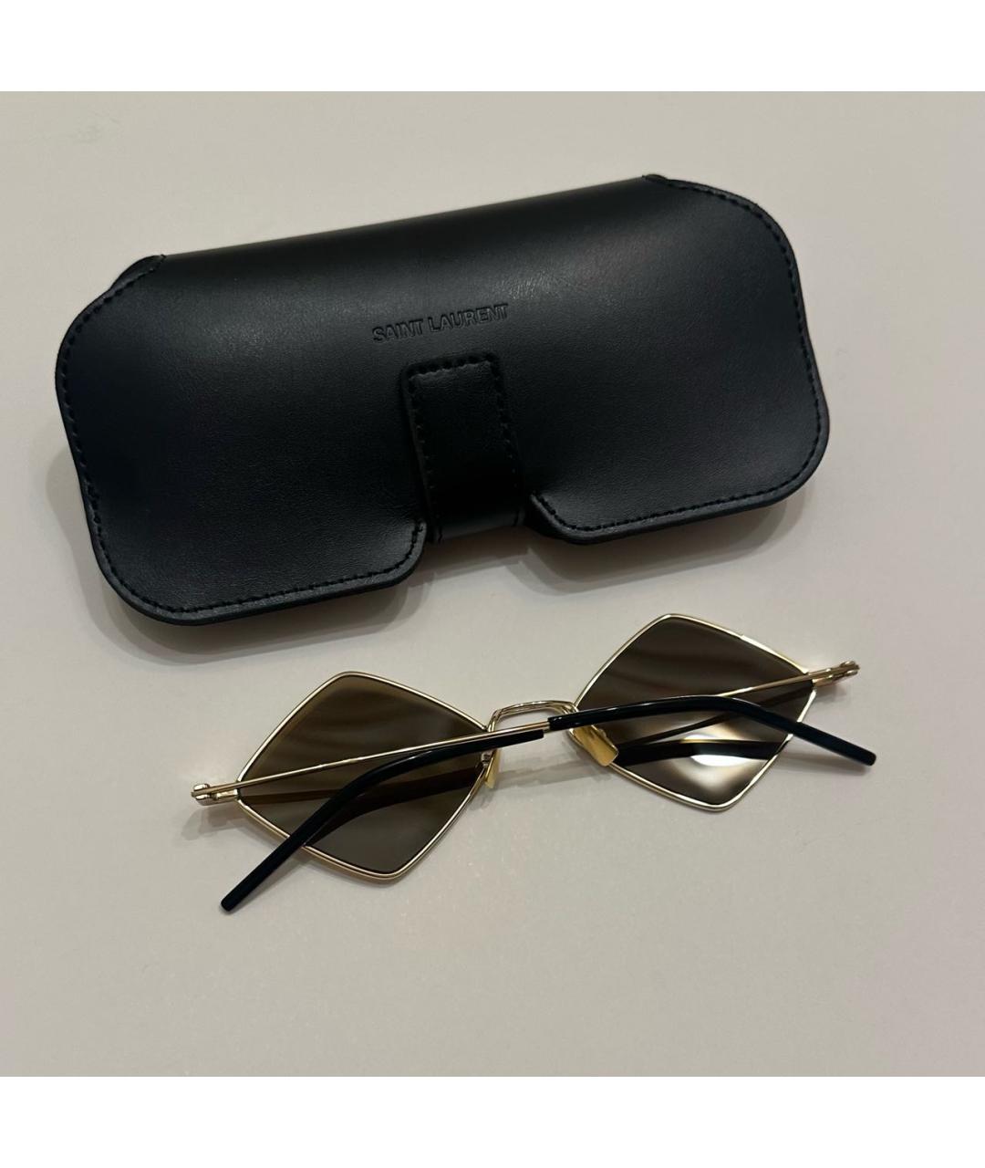 SAINT LAURENT Коричневые металлические солнцезащитные очки, фото 5