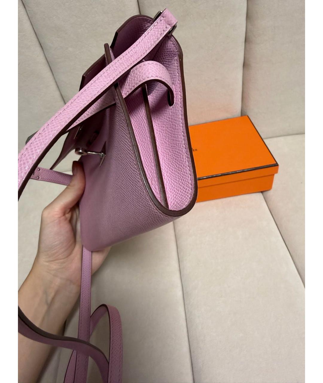 HERMES Розовая кожаная сумка через плечо, фото 4