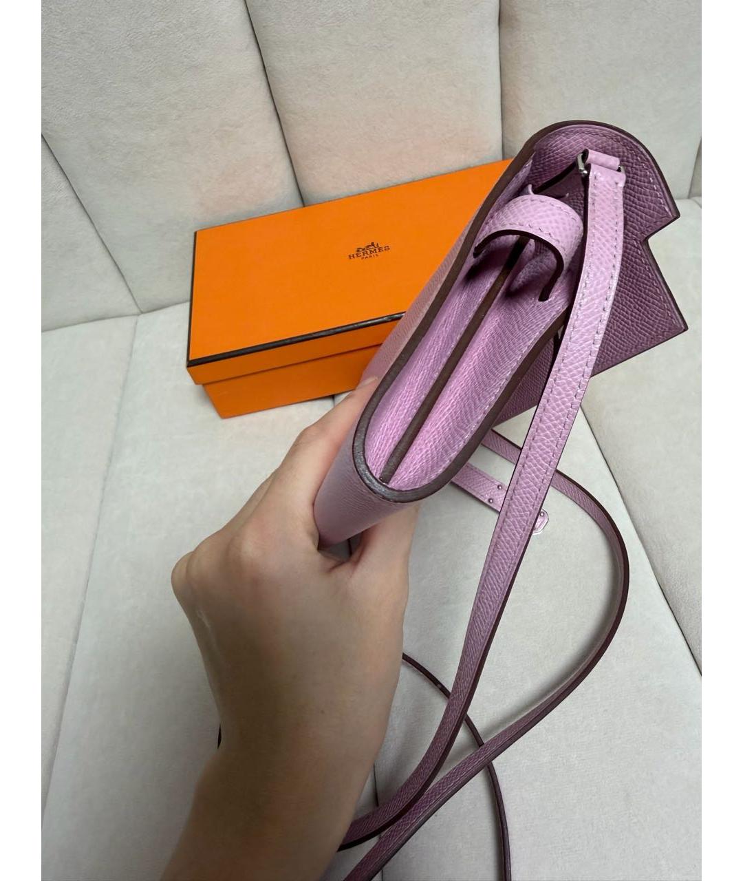 HERMES Розовая кожаная сумка через плечо, фото 5